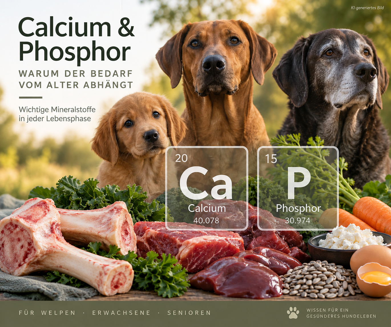 Calcium und Phosphor im Hundefutter – warum der Bedarf vom Alter abhängt
