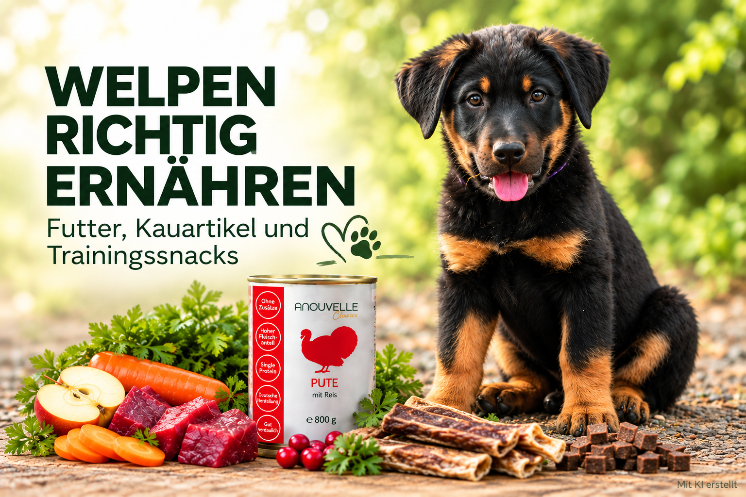 Welpen richtig ernähren: Futter, Kauartikel und Trainingssnacks